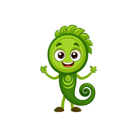 Playful Fiddlehead Fern Cartoon Characterのイラスト素材