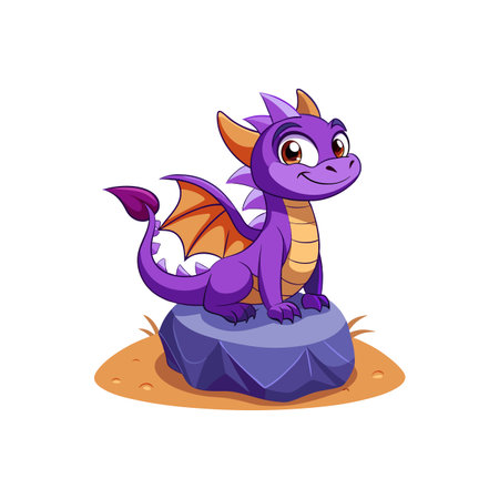 Adorable Purple Dragon Cartoon Characterのイラスト素材
