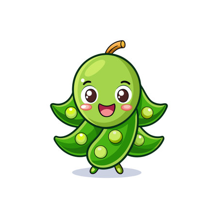 Adorable Edamame Cartoon Characterのイラスト素材