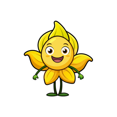 Cute Butternut Squash Blossom Cartoon Characterのイラスト素材
