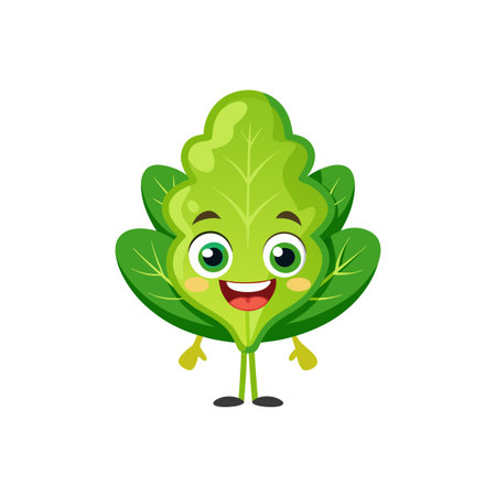 Charming Arugula Leaf Cartoon Characterのイラスト素材