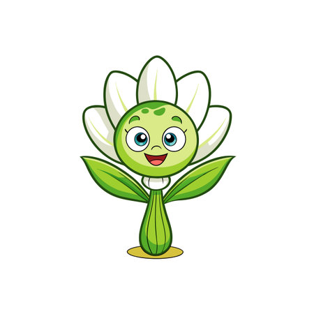 Adorable Leek Flower Cartoon Characterのイラスト素材