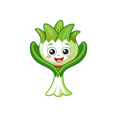 Cute Leek Flower Cartoon Character Illustrationのイラスト素材