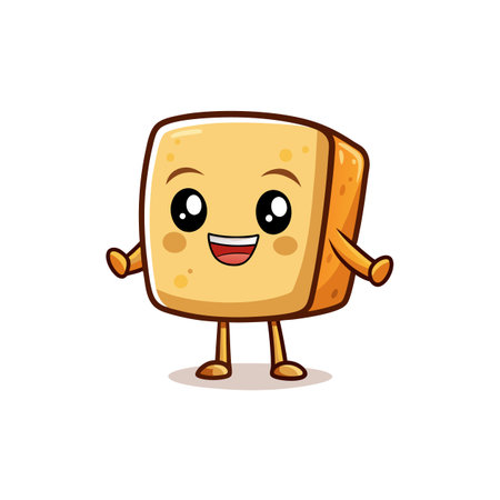 Adorable Miso Tofu Cartoon Characterのイラスト素材