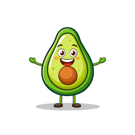 Adorable Chipper Avocado Cartoon Characterのイラスト素材
