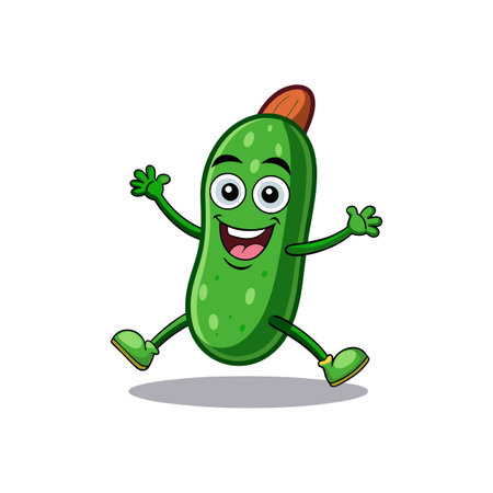 Playful Dancing Cucumber Cartoon Characterのイラスト素材