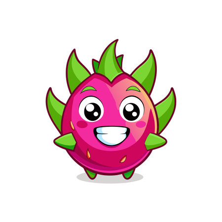 Adorable Ecstatic Dragon Fruit Cartoon Characterのイラスト素材