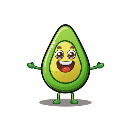 Cute Chipper Avocado Cartoon Characterのイラスト素材