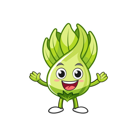 Cute Chipper Endive Cartoon Characterのイラスト素材