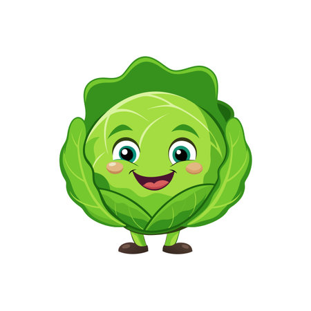 Playful Delightful Cabbage Head Cartoon Characterのイラスト素材
