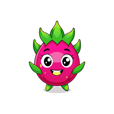 Ecstatic Dragon Fruit Cartoon Character Designのイラスト素材