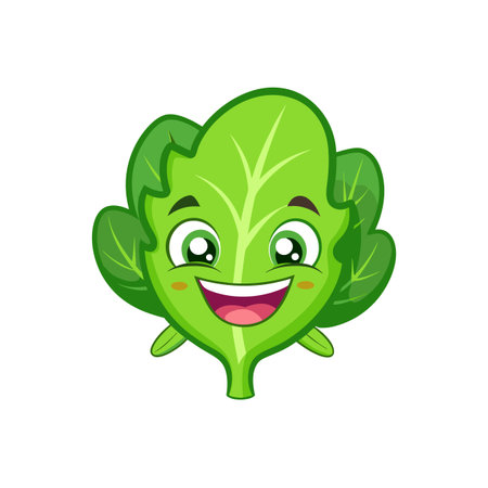 Cute Excited Arugula Leaf Cartoon Characterのイラスト素材