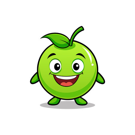 Adorable Chipper Tomatillo Cartoon Characterのイラスト素材