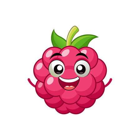 Adorable Giggles Raspberry Cartoon Characterのイラスト素材