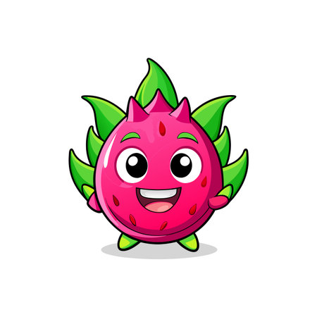 Cute Ecstatic Dragon Fruit Cartoon Characterのイラスト素材