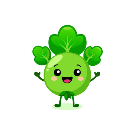 Cute Giggling Cress Cartoon Characterのイラスト素材