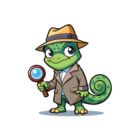 Detective Chameleon Cartoon Character Designのイラスト素材