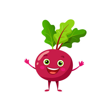 Delightful Cartoon Beetroot Character Designのイラスト素材