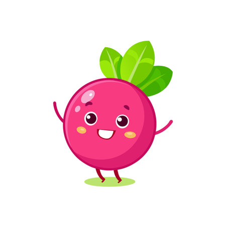 Playful Delightful Radish Slice Cartoon Characterのイラスト素材