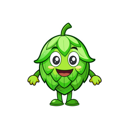 Cute Giggling Green Hops Cartoon Characterのイラスト素材