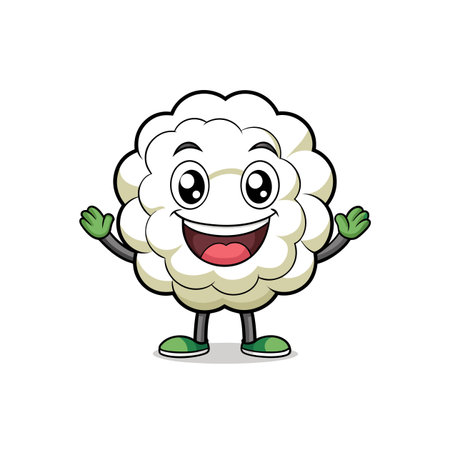 Cheerful Cauliflower Character with a Fun Expressionのイラスト素材