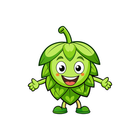 Adorable Giggling Green Hops Cartoon Characterのイラスト素材