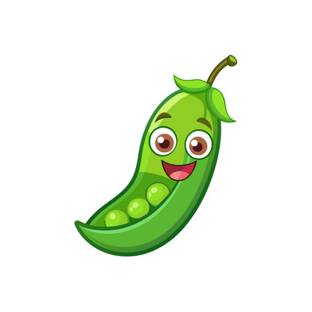 Cute Giggles Pea Pod Cartoon Characterのイラスト素材