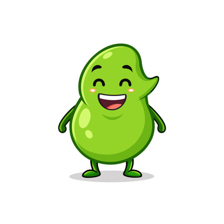 Cute Giggling Fava Bean Cartoon Characterのイラスト素材