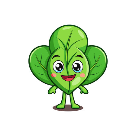 Cute Excited Spinach Cartoon Characterのイラスト素材