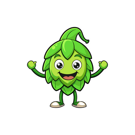 Playful Giggling Green Hops Cartoon Characterのイラスト素材