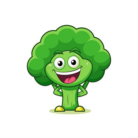 Happy Broccoli Cartoon Character Designのイラスト素材