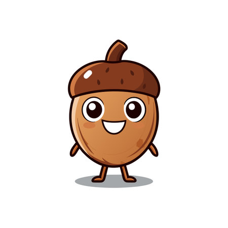 Cheerful Cartoon Acorn Character with Personalityのイラスト素材