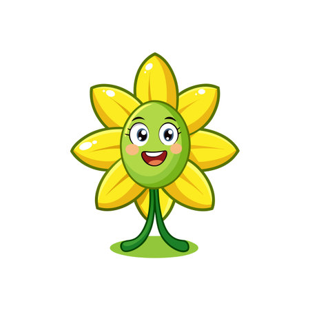 Cheerful Cucumber Flower Character with Unique Designのイラスト素材