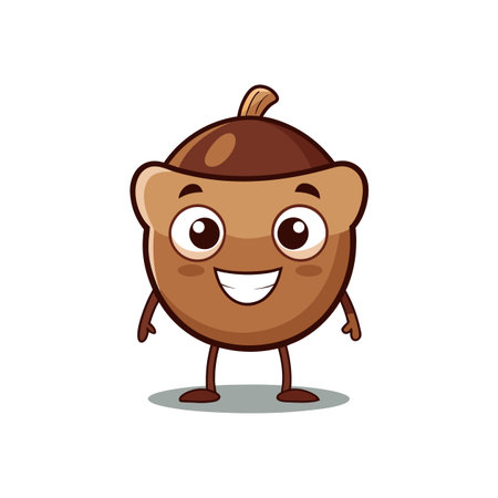Delightful Acorn Character with Happy Expressionのイラスト素材