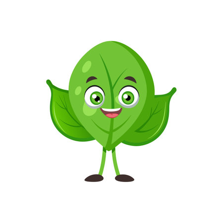 Delightful Cartoon Spinach Leaf Character Designのイラスト素材