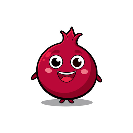 Happy Pomegranate Seed Cartoon Character Designのイラスト素材