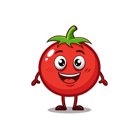 Joyful Sun-Dried Tomato Character in Cartoon Styleのイラスト素材