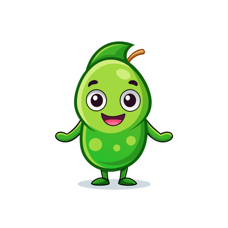 Happy Fava Bean Character with Unique Featuresのイラスト素材