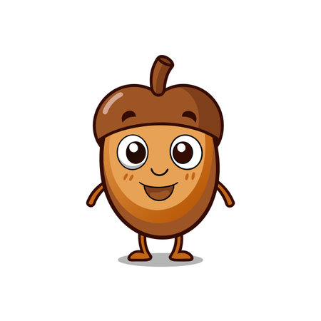 Joyful Acorn Character in Cartoon Styleのイラスト素材