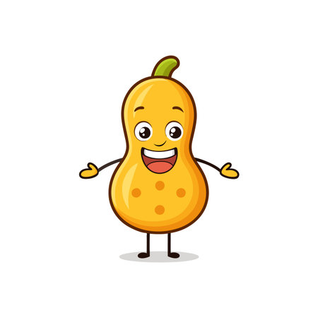 Cute Grinning Butternut Squash Cartoon Characterのイラスト素材