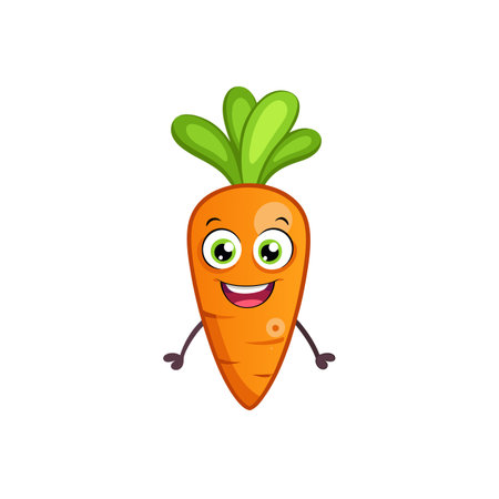 Cheerful Silly Carrot Character with Playful Expressionのイラスト素材