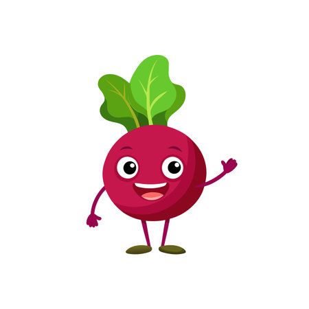 Happy Beetroot Character with Playful Attitudeのイラスト素材