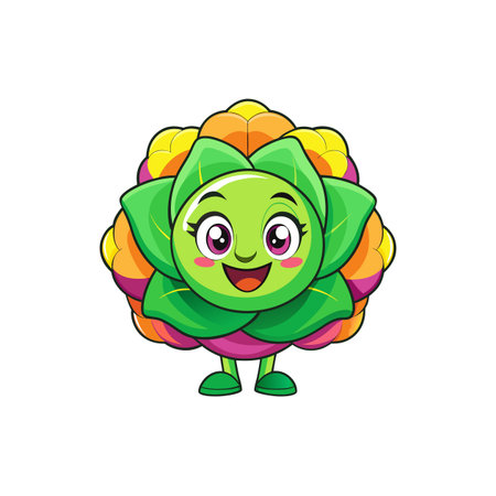 Joyful Cabbage Flower Character with Playful Designのイラスト素材