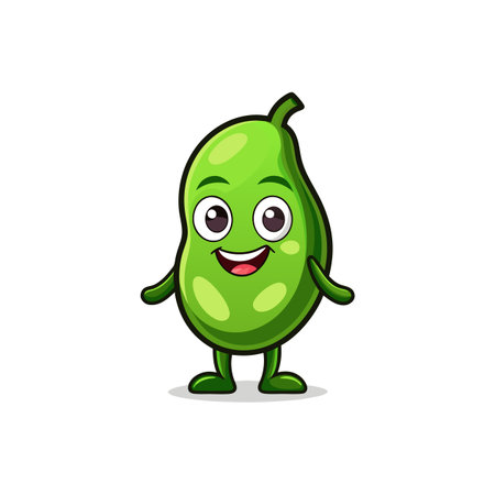 Cheerful Fava Bean Character with Playful Attitudeのイラスト素材