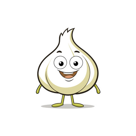 Delightful Cartoon Garlic Clove Character Designのイラスト素材