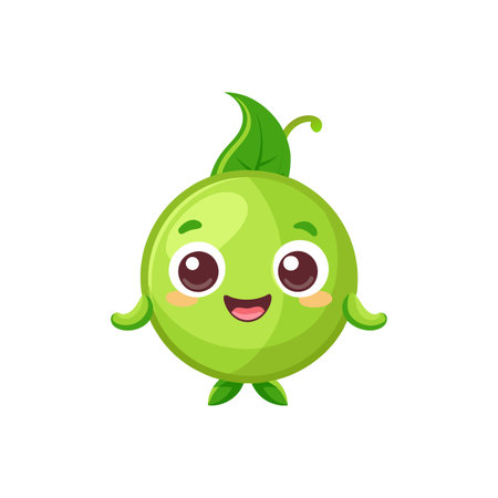 Cheerful Sweet Pea Character with Happy Smileのイラスト素材