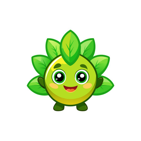 Happy Purslane Character in Cartoon Styleのイラスト素材