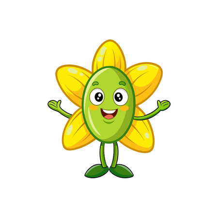 Happy Cucumber Flower Character with Playful Traitsのイラスト素材