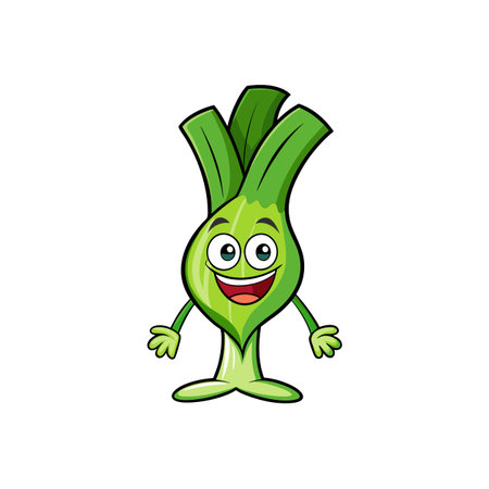 Joyful Leek Character with Playful Designのイラスト素材
