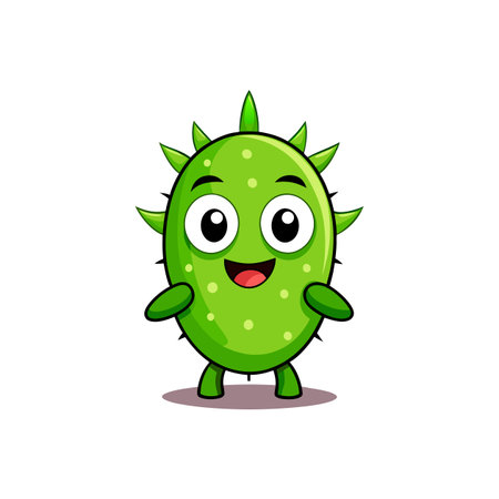 Delightful Cartoon Cactus Pear Character Designのイラスト素材